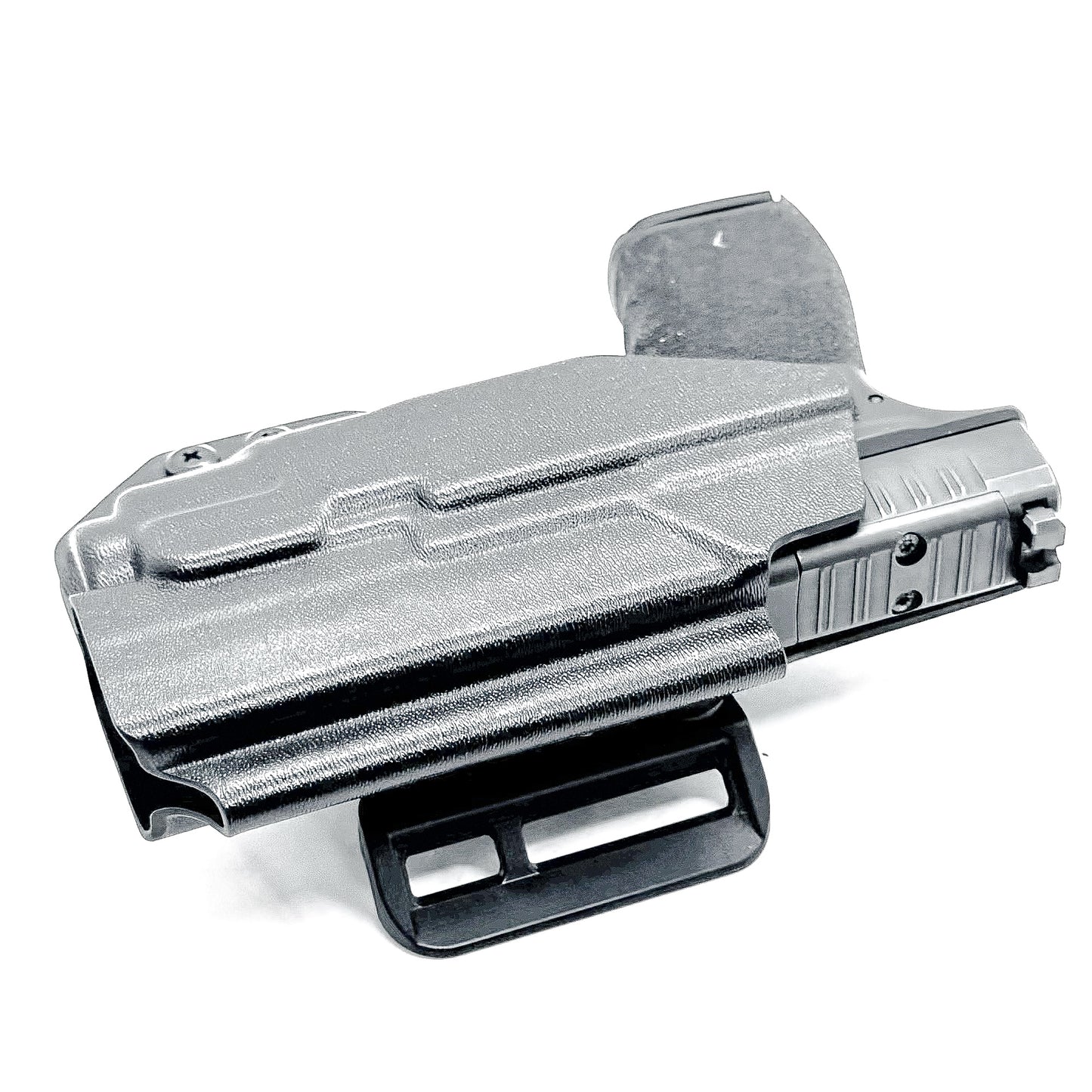 Outside Waistband holster for the Springfield Hellcat Pro with TLR-8A light in black with the 4Bros 1.5" belt slide.