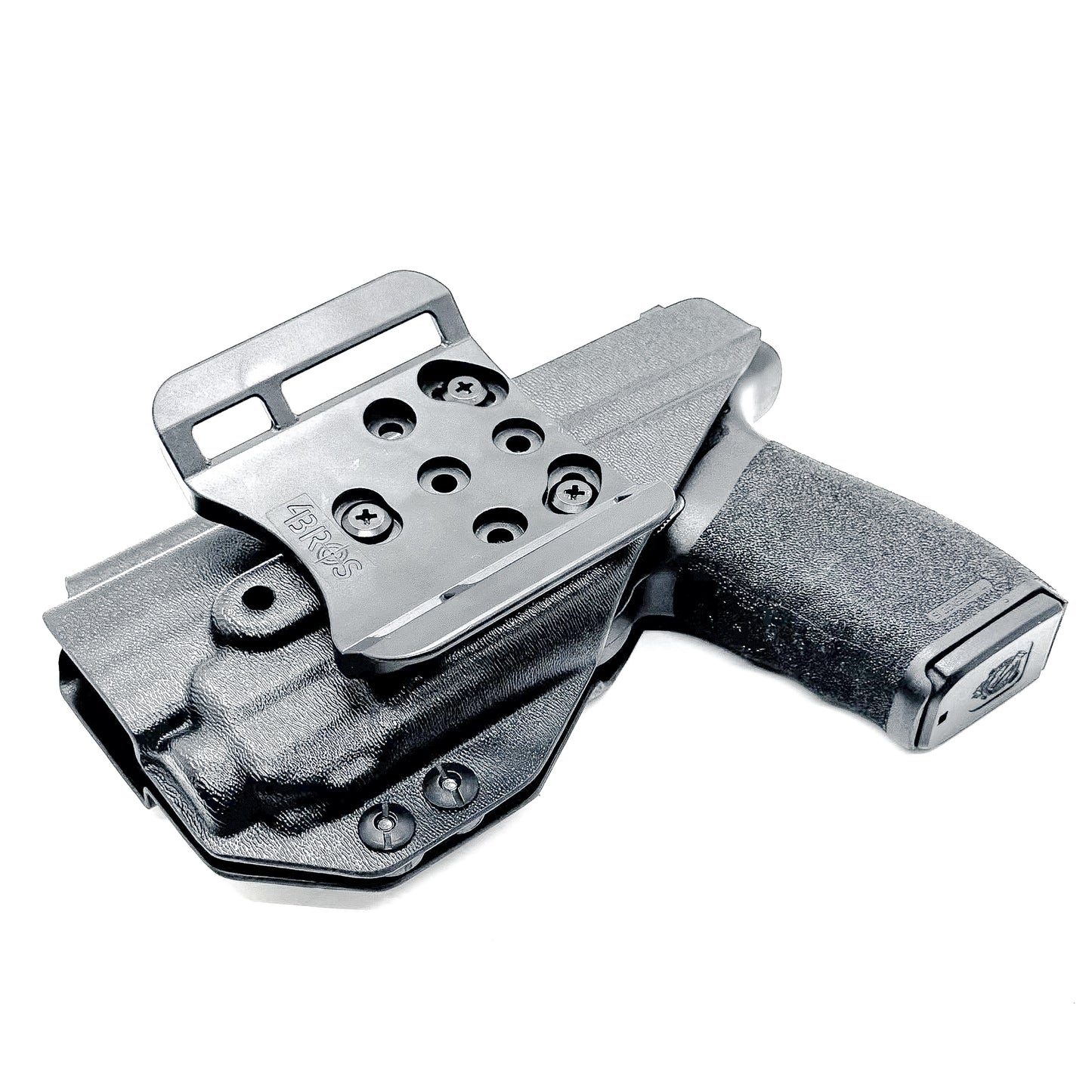 Outside Waistband holster for the Springfield Hellcat Pro with TLR-8A light in black with the 4Bros 1.5" belt slide.