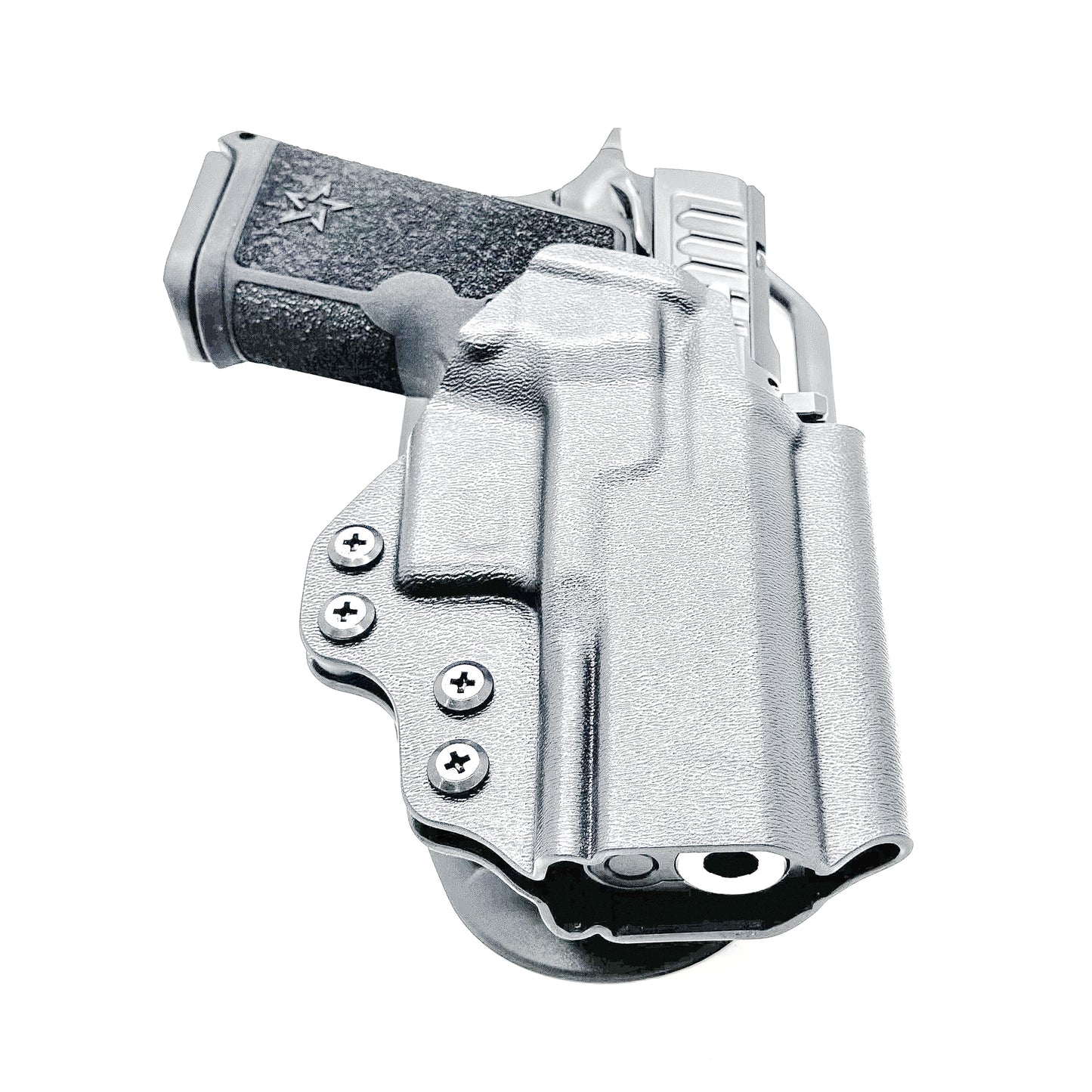 Precision-fit OWB outside the waistband duty & competition holster for the Staccato HD C3.6 from Four Brothers. Durable, secure, and made in the USA.