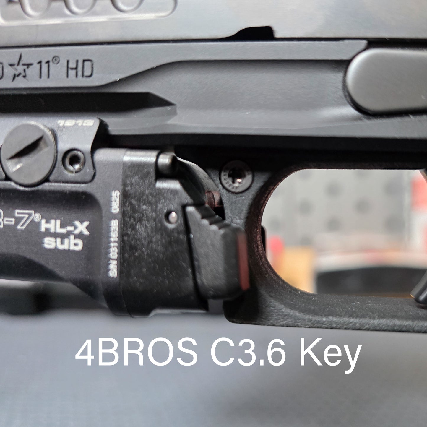 Streamlight TLR-7 Sub X & HL-X position on the Staccato HD C3.6 with our precision-printed PETG key from Four Brothers Holsters. Made in the USA
