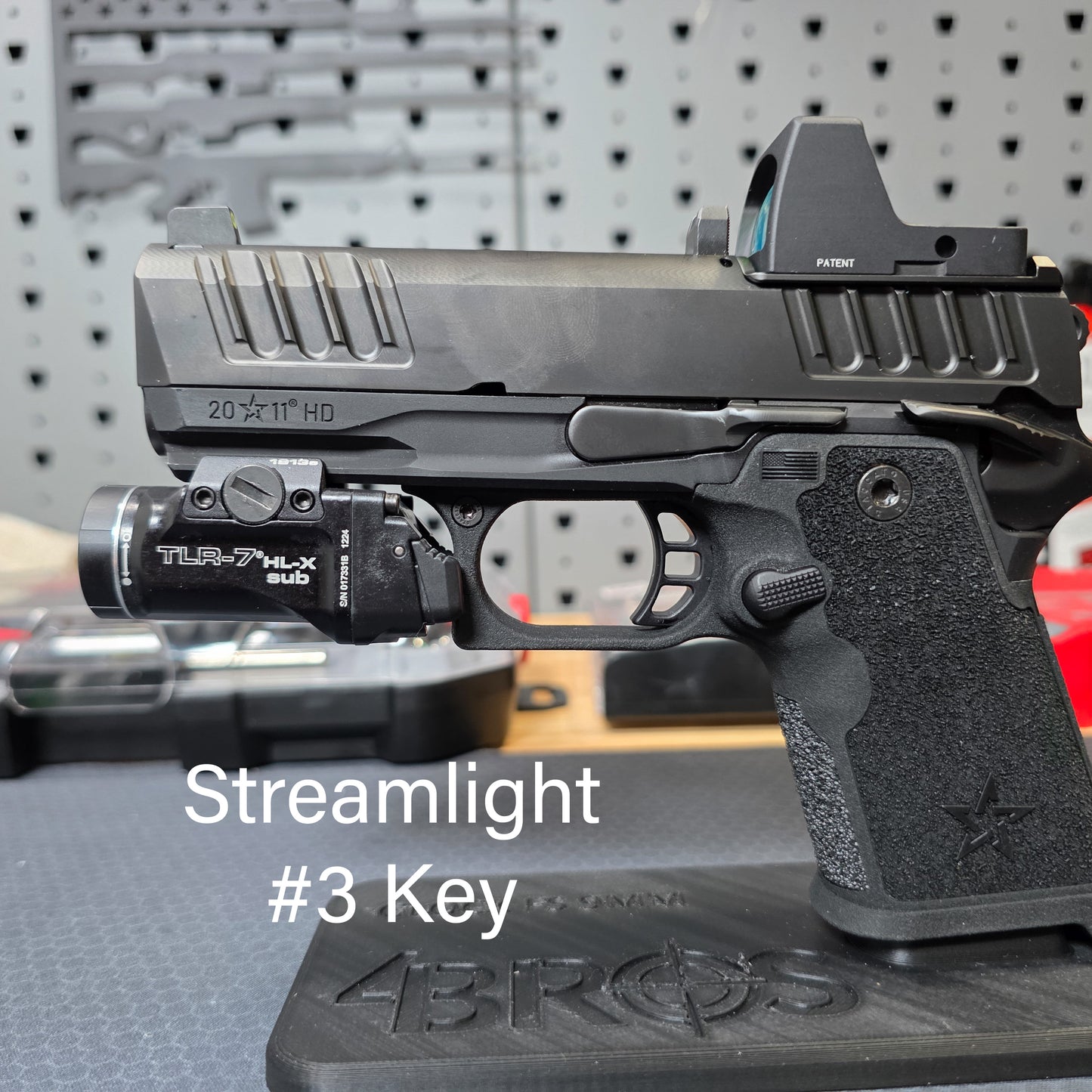 Streamlight TLR-7 Sub X & HL-X position on the Staccato HD C3.6 with our precision-printed PETG key from Four Brothers Holsters. Made in the USA