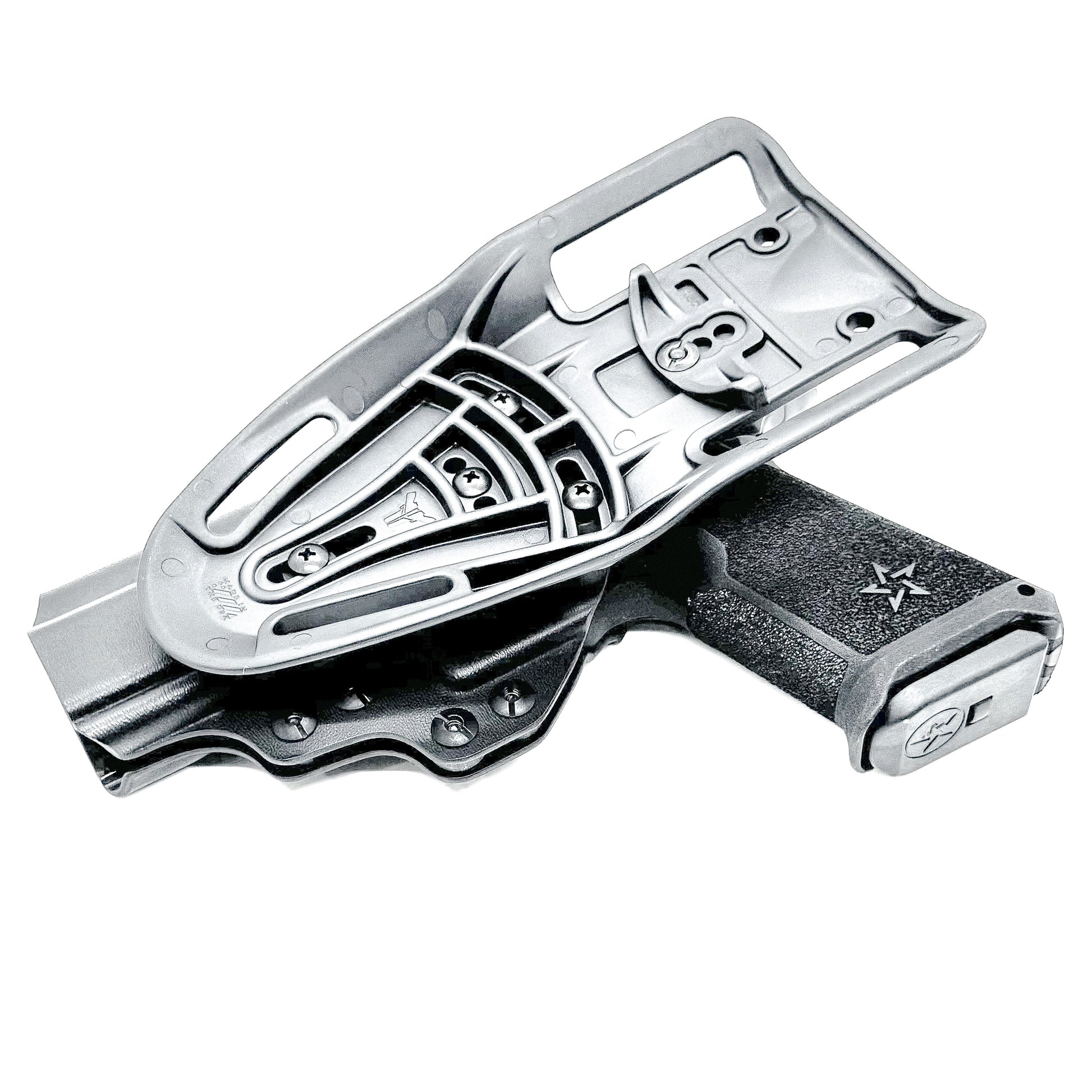 Black OWB outside the waistband duty & competition holster for the Staccato HD P4.5 from Four Brothers.