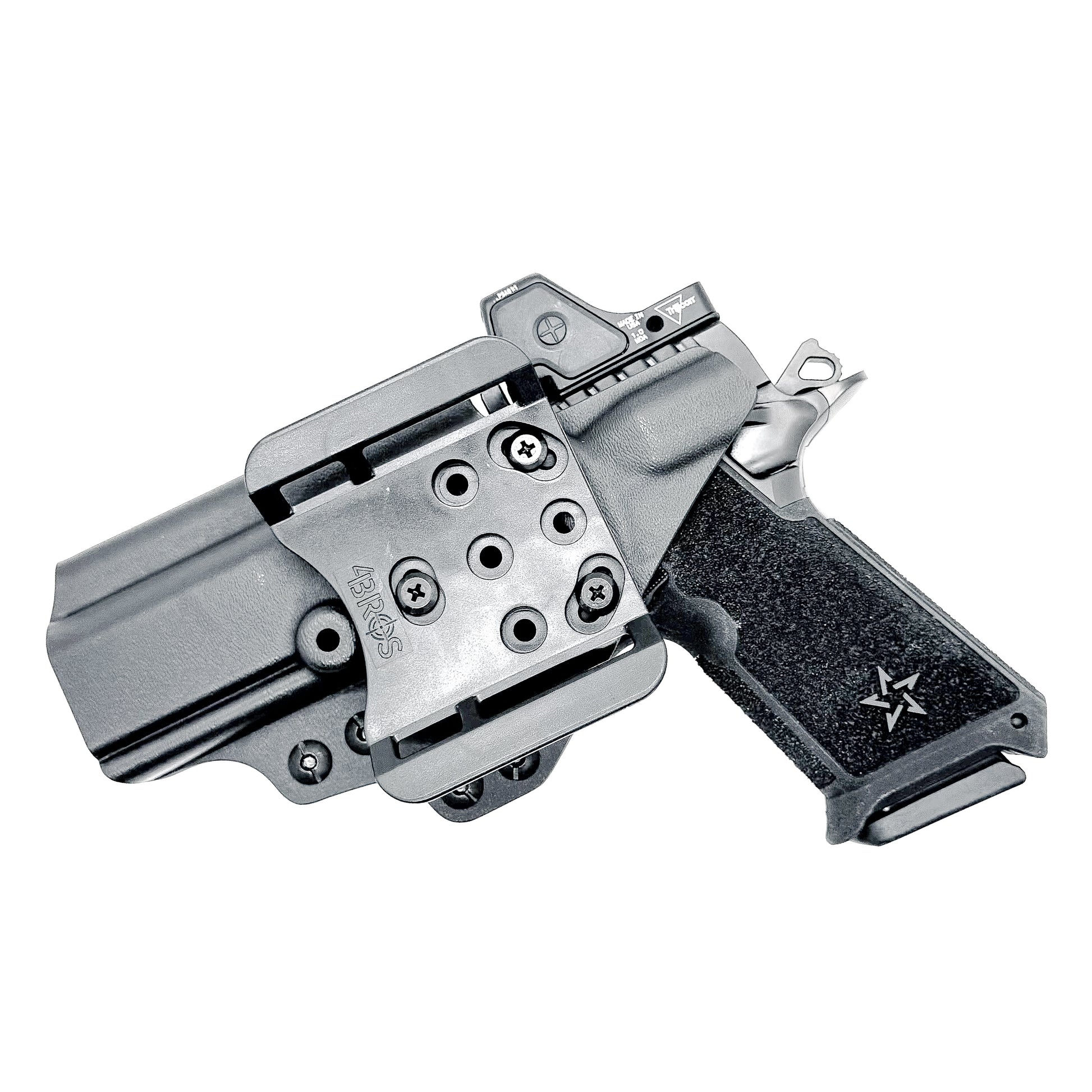 Black OWB outside the waistband holster for the Staccato HD P4.5 from Four Brothers