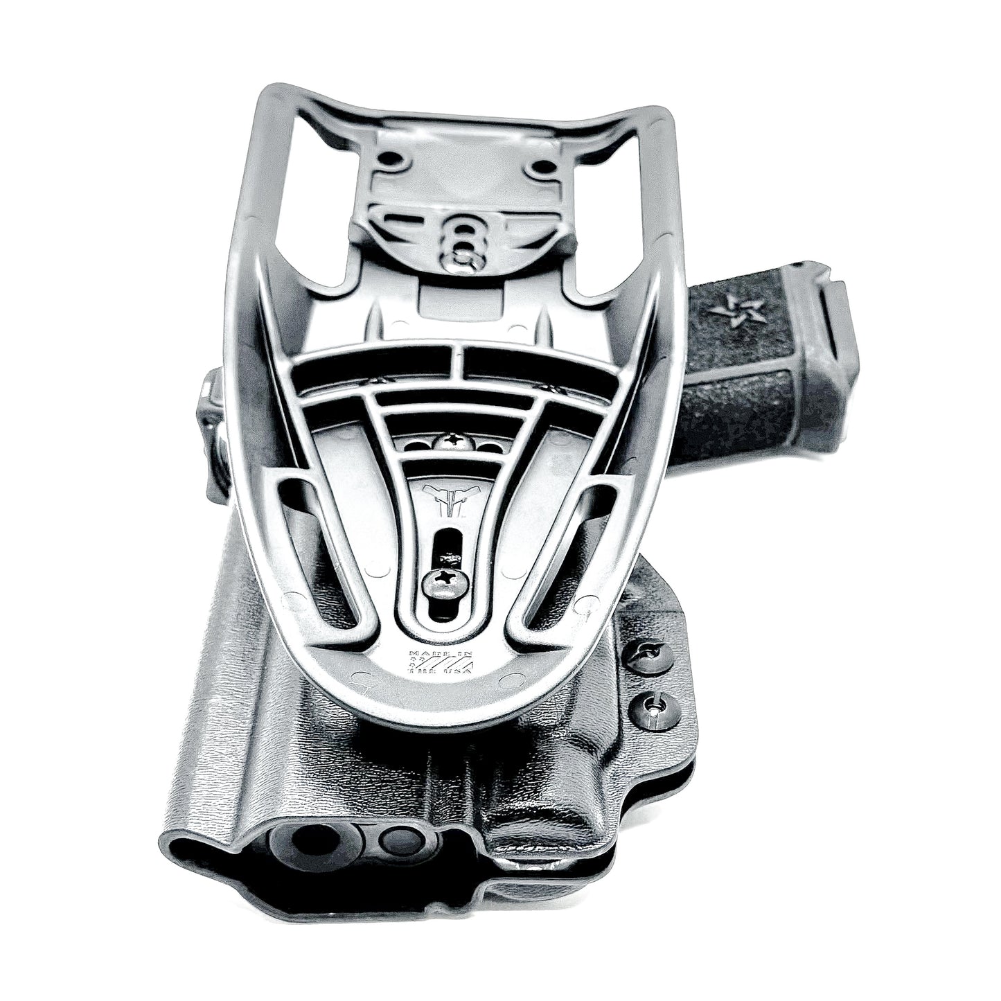Precision-fit OWB outside the waistband duty & competition holster for the Staccato HD P4 and Streamlight TLR-7 HL-X from Four Brothers. Made in the USA.