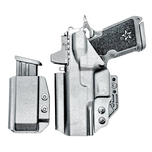 IWB holster combo for Staccato HD C3.6 and Glock 9MM mags. Includes mag carrier, Modwing, and Monoblock clips. Ships fast from the USA.