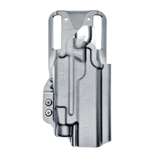 Precision-fit OWB outside the waistband duty & competition holster for the Staccato HD P4.5 and Streamlight TLR-7 HL-X from Four Brothers. Made in the USA.