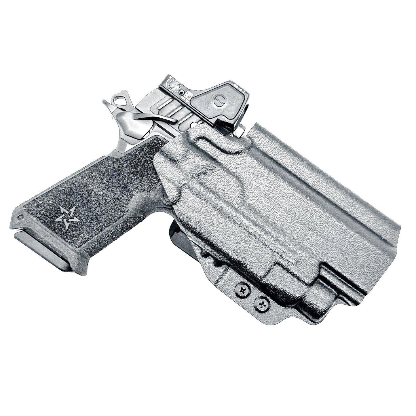 Precision-fit OWB Outside Waistband holster for the Staccato HD P4.5 and Streamlight TLR-7 HL-X from Four Brothers. Designed for comfort and concealment.