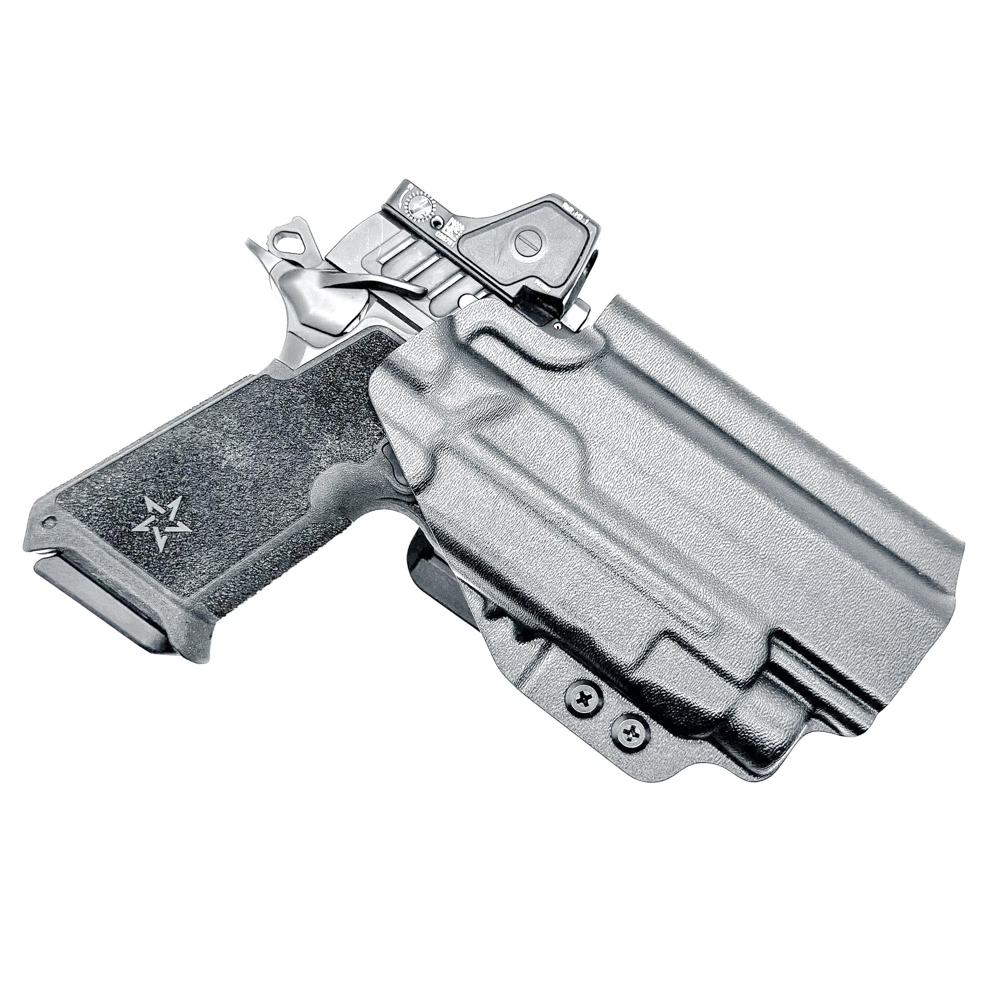 Precision-fit OWB Outside Waistband holster for the Staccato HD P4.5 and Streamlight TLR-7 HL-X from Four Brothers. Designed for comfort and concealment.
