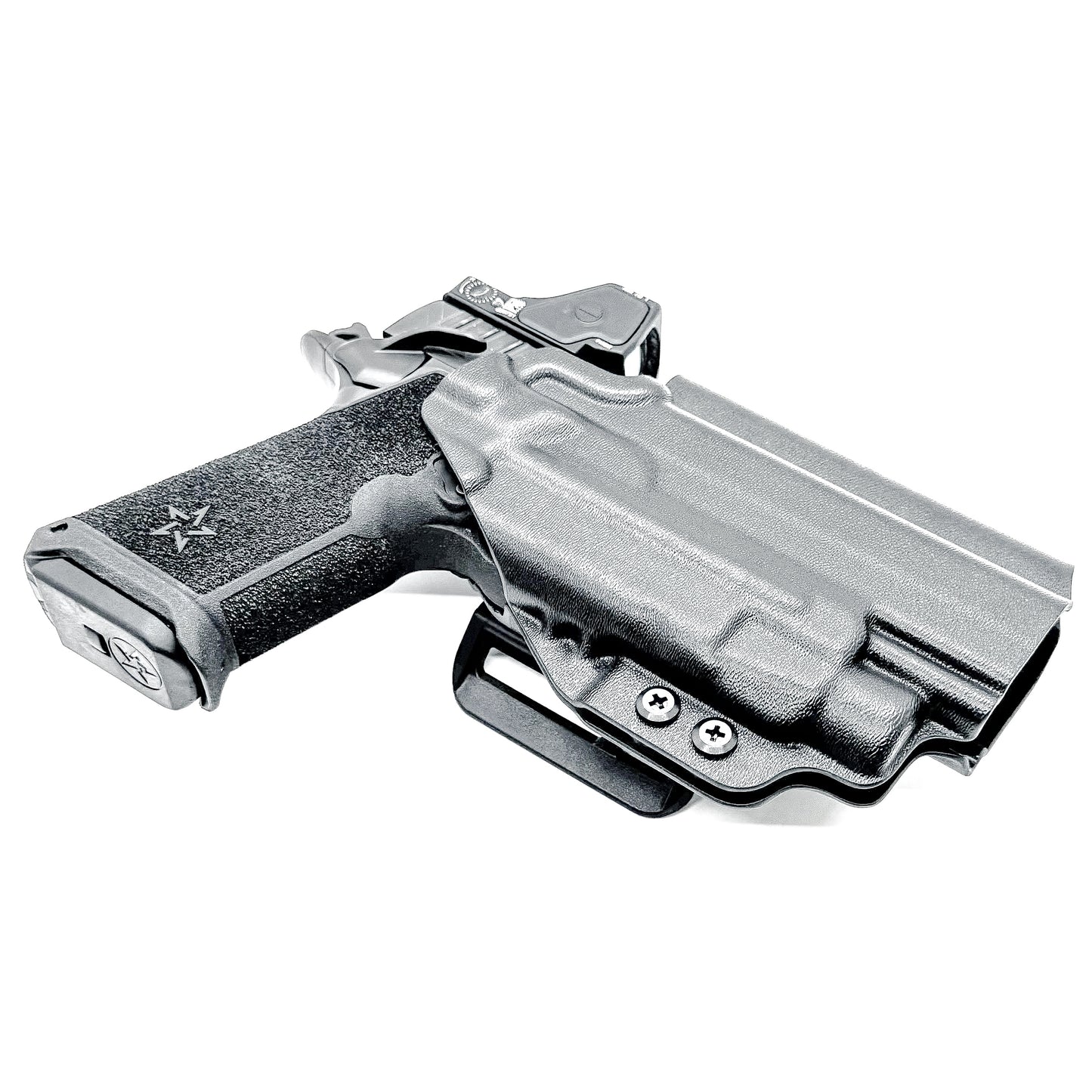 Precision-fit OWB Outside Waistband holster for the Staccato HD P4.5 and Streamlight TLR-7 HL-X from Four Brothers. Designed for comfort and concealment.