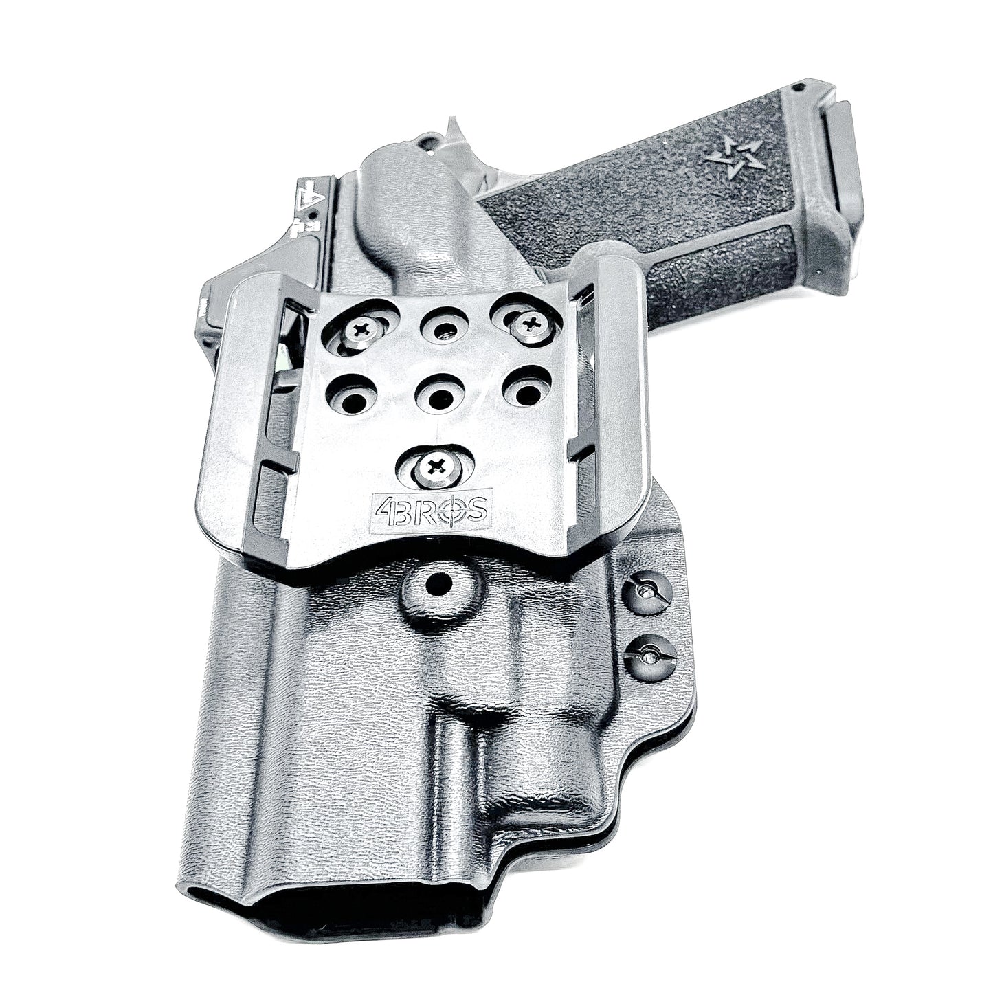 Precision-fit OWB Outside Waistband holster for the Staccato HD P4.5 and Streamlight TLR-7 HL-X from Four Brothers. Designed for comfort and concealment.