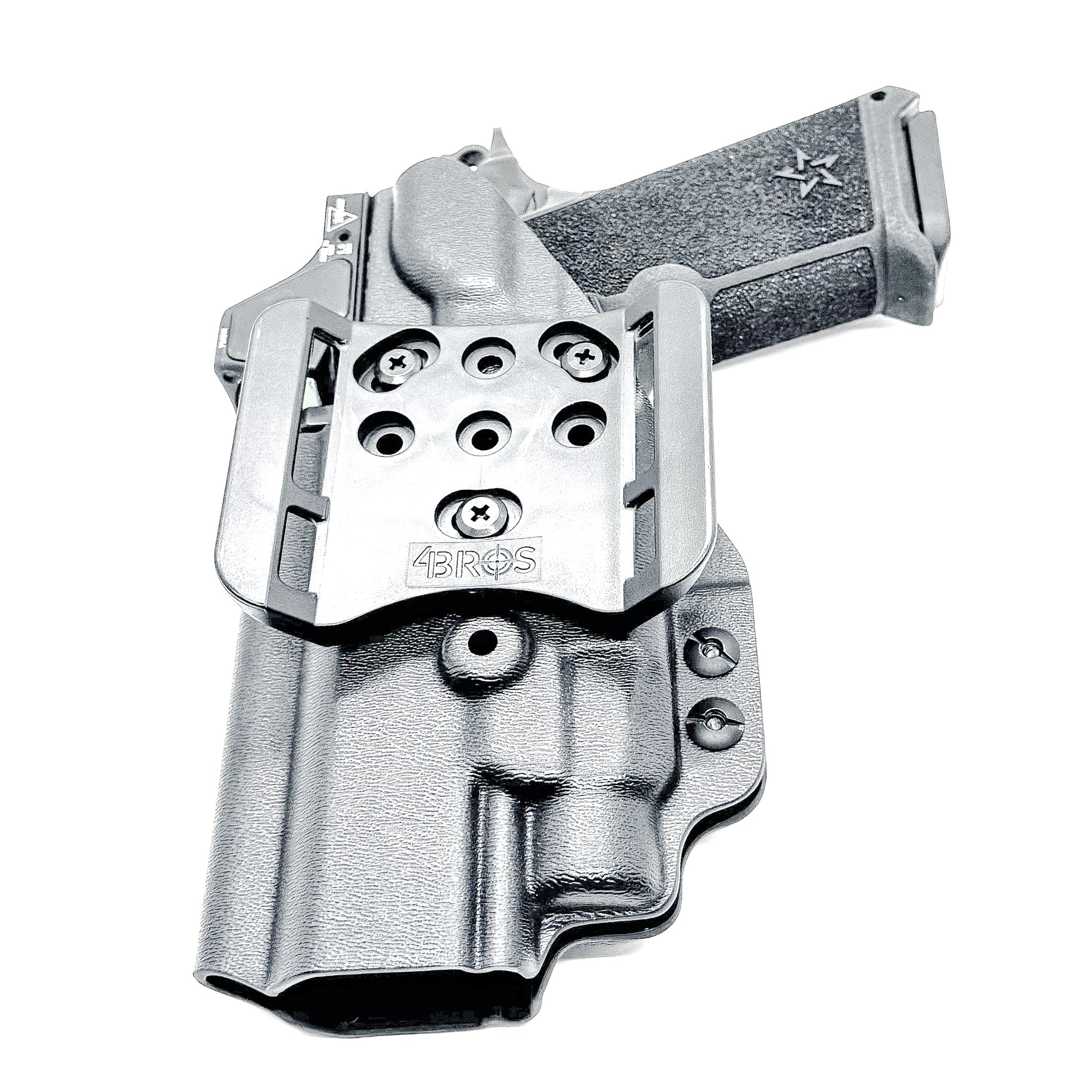 Precision-fit OWB Outside Waistband holster for the Staccato HD P4.5 and Streamlight TLR-7 HL-X from Four Brothers. Designed for comfort and concealment.