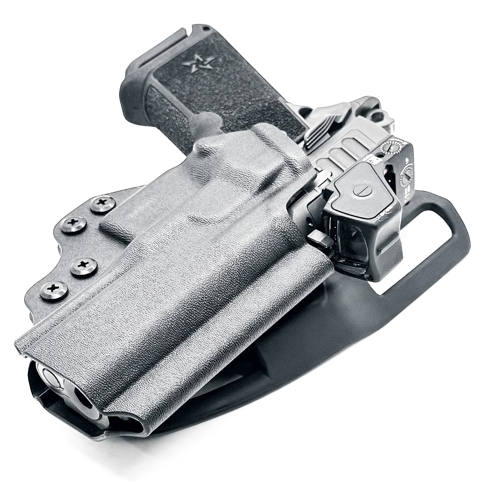 Precision-fit OWB outside the waistband duty & competition holster for the Staccato HD P4 from Four Brothers. Durable, secure, and made in the USA