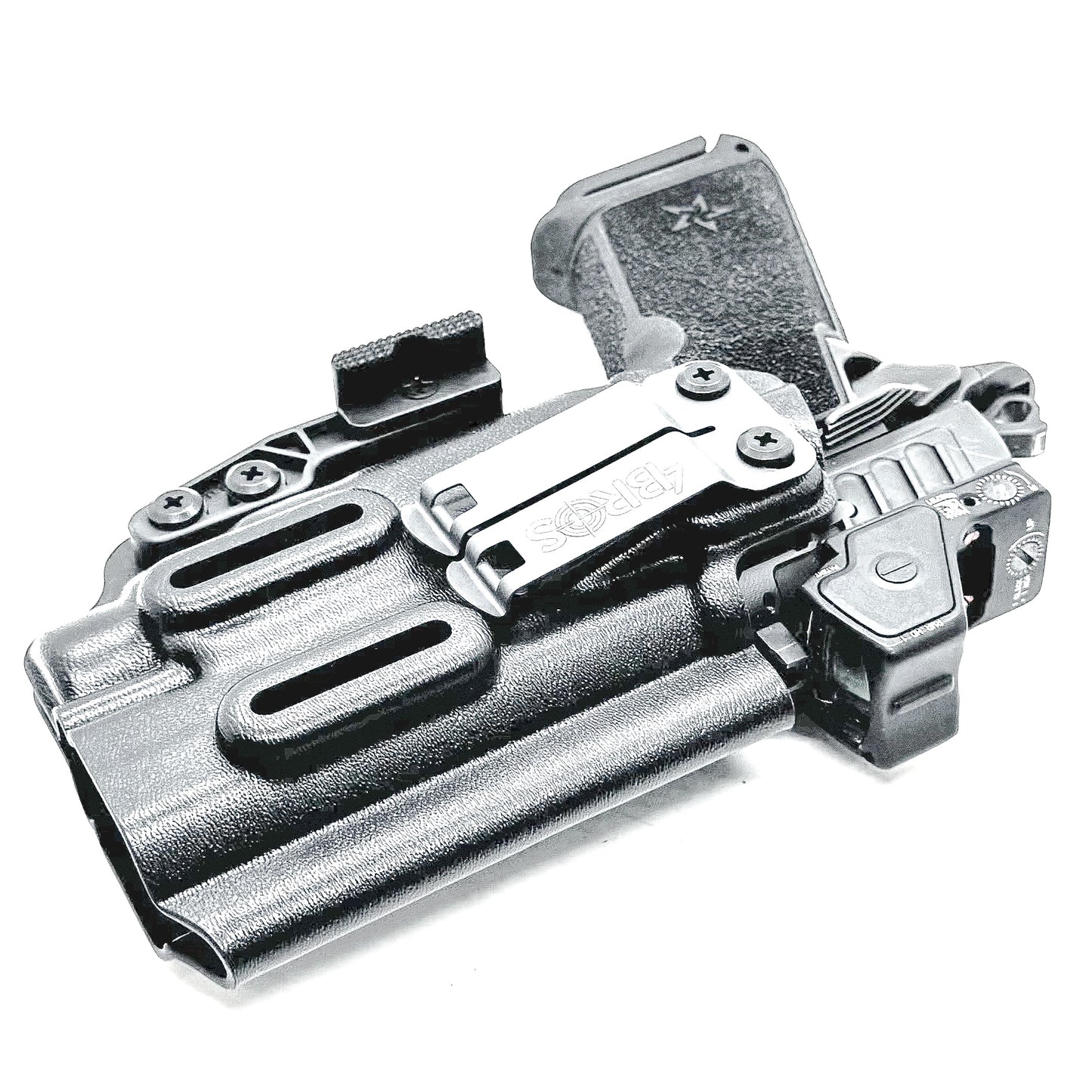 Precision-fit IWB inside the waistband holster for the Staccato HD P4 and Streamlight TLR-7 HL-X from Four Brothers. Designed for comfort and concealment.