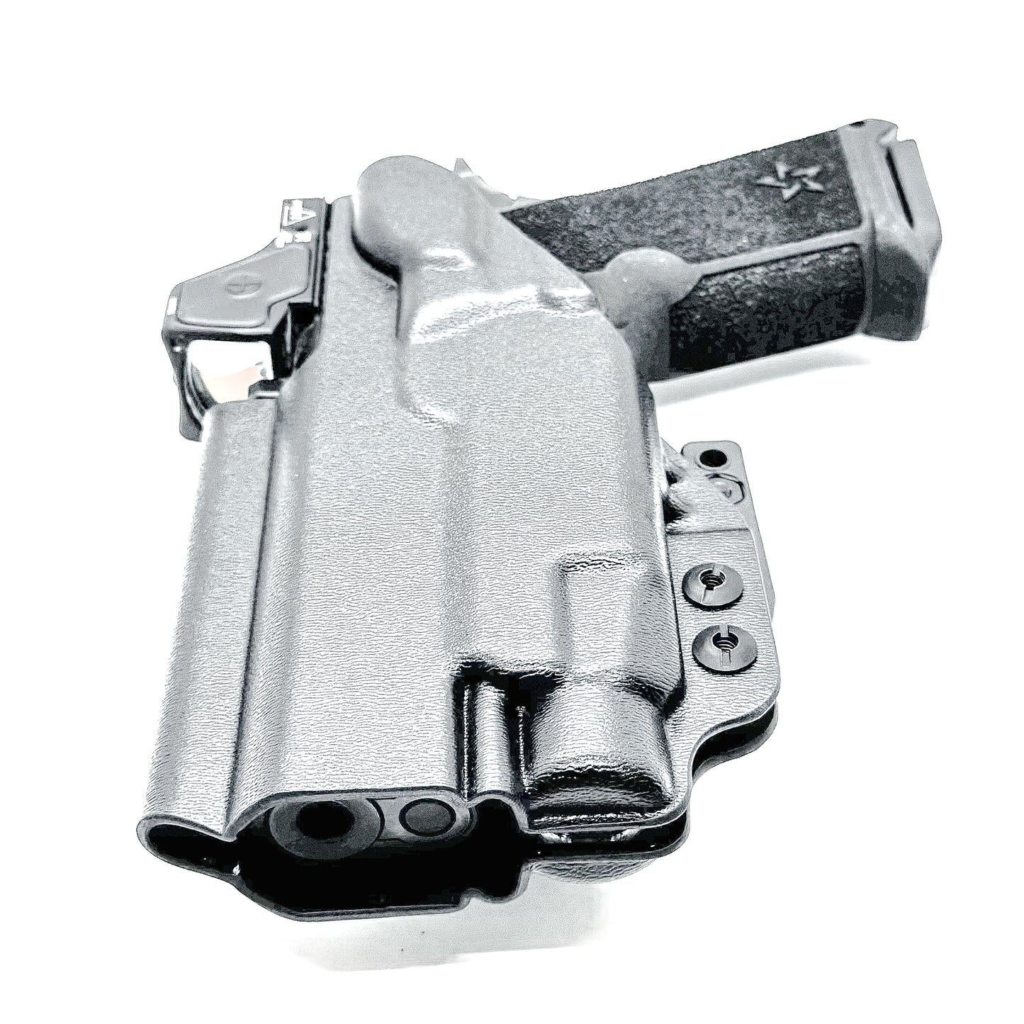 Precision-fit IWB inside the waistband holster for the Staccato HD P4 and Streamlight TLR-7 HL-X from Four Brothers. Designed for comfort and concealment.