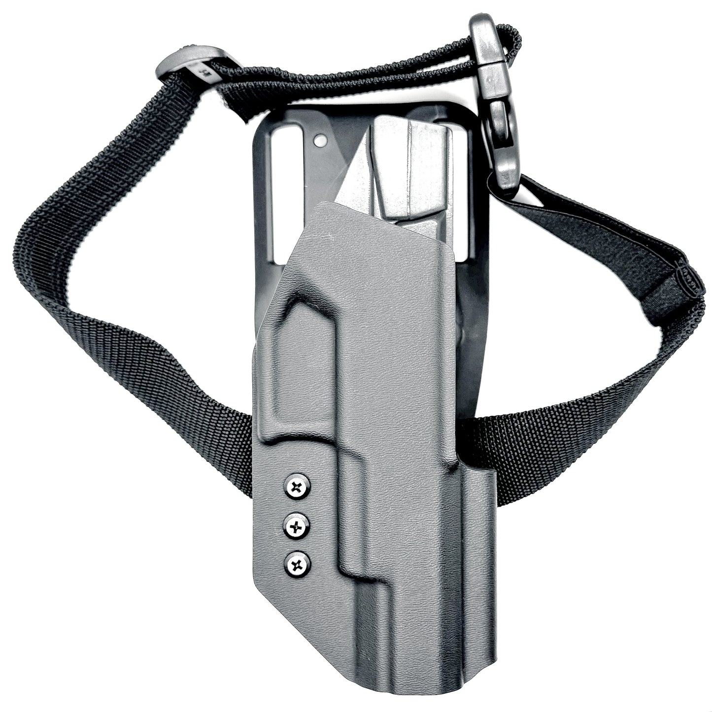 For the best OWB Competition .093 Kydex holster for the Taurus TX 22 Competition Pistol with Blade-Tech Duty Drop & Thigh Strap shop Four Brothers Holsters.