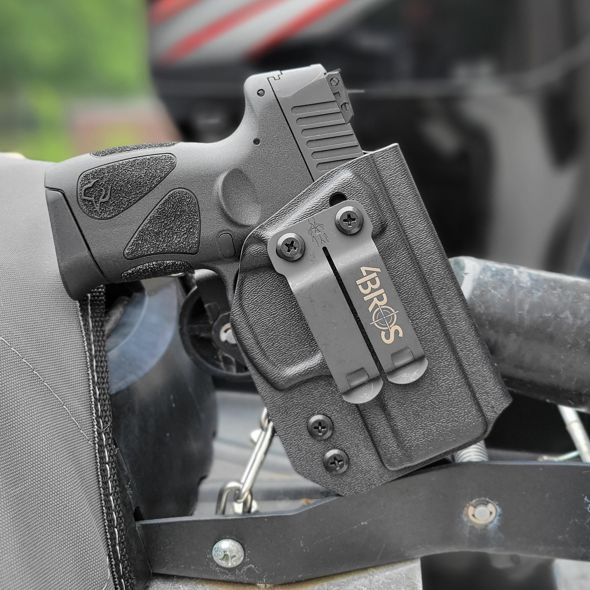 For the best IWB AIWB Kydex holster designed to fit the Taurus G2, G2C, or G2S pistol, shop Four Brothers 4BROS Holsters.  Proudly made in the USA.