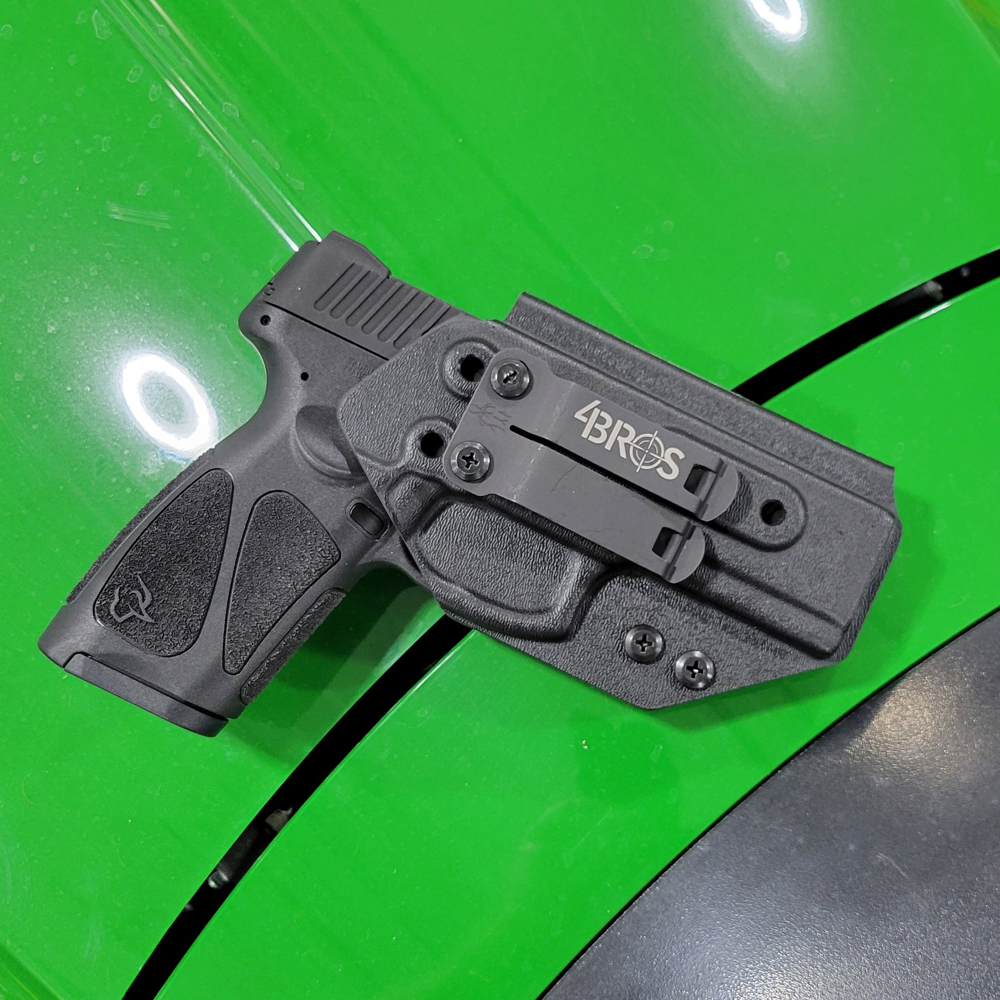 For the best, most comfortable,  IWB AIWB Kydex holster designed to fit the Taurus G3 pistol, shop Four Brothers 4BROS Holsters.  Proudly made in the USA.