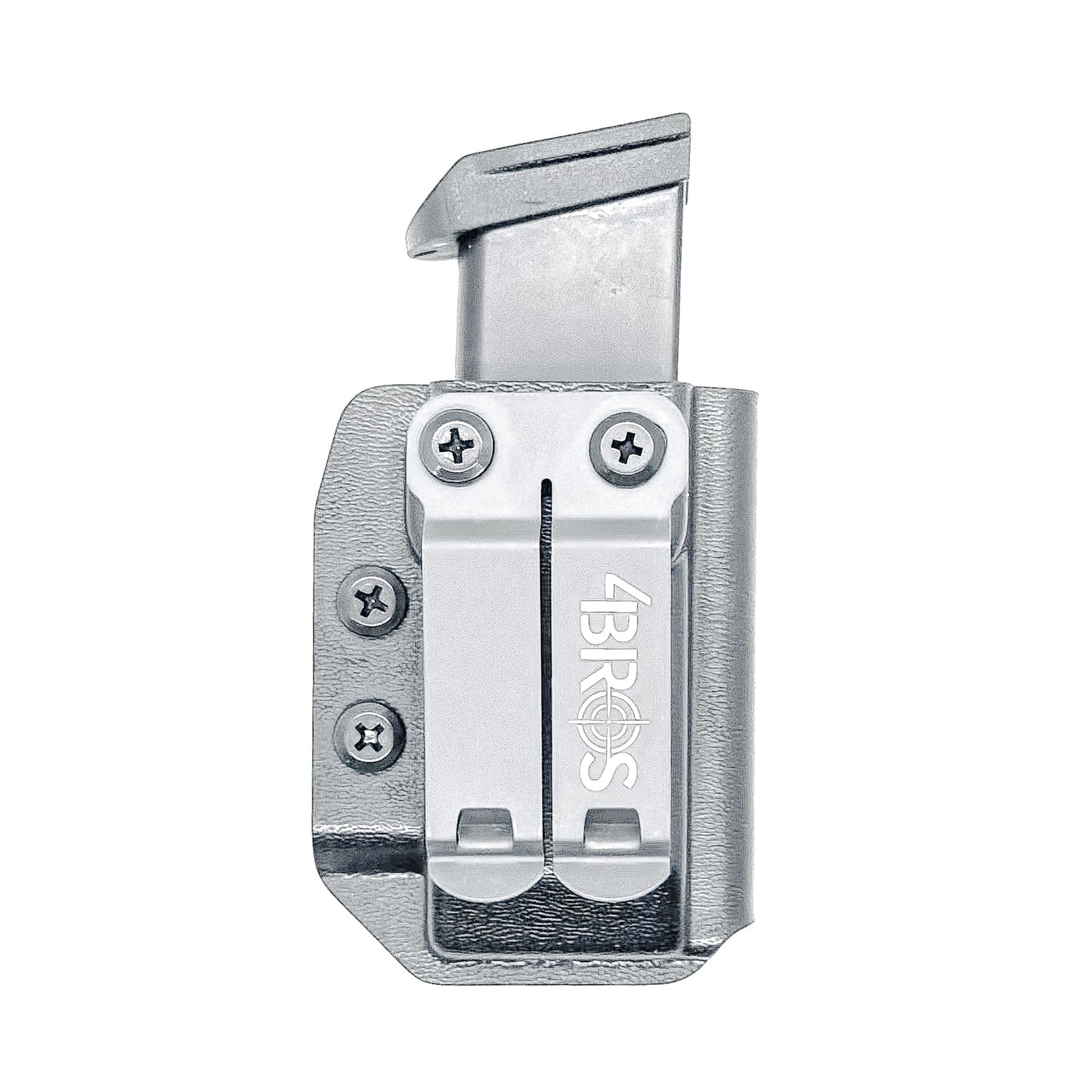 Black Kydex IWB AIWB appendix inside waistband magazine pouch for the Taurus GX4 Magazines from Four Brothers Holsters.  4BROS Magazine carriers.