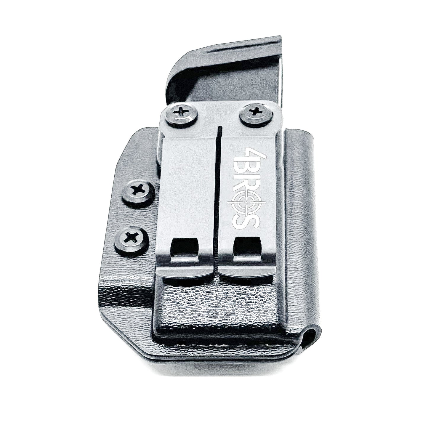 Black Kydex IWB AIWB appendix carry inside waistband magazine pouch for Sig P365-FUSE from Four Brothers 4BROS Holsters. Adjustable retention.