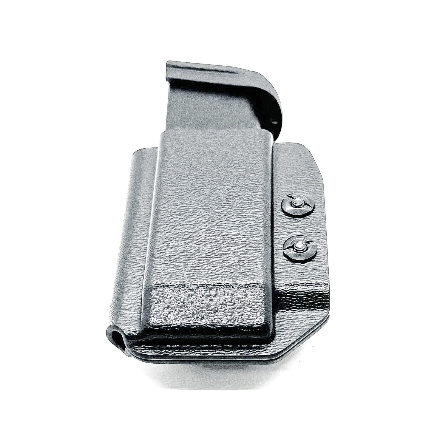 Black Kydex IWB AIWB appendix carry inside waistband magazine pouch for Sig P365-FUSE from Four Brothers 4BROS Holsters. Adjustable retention.