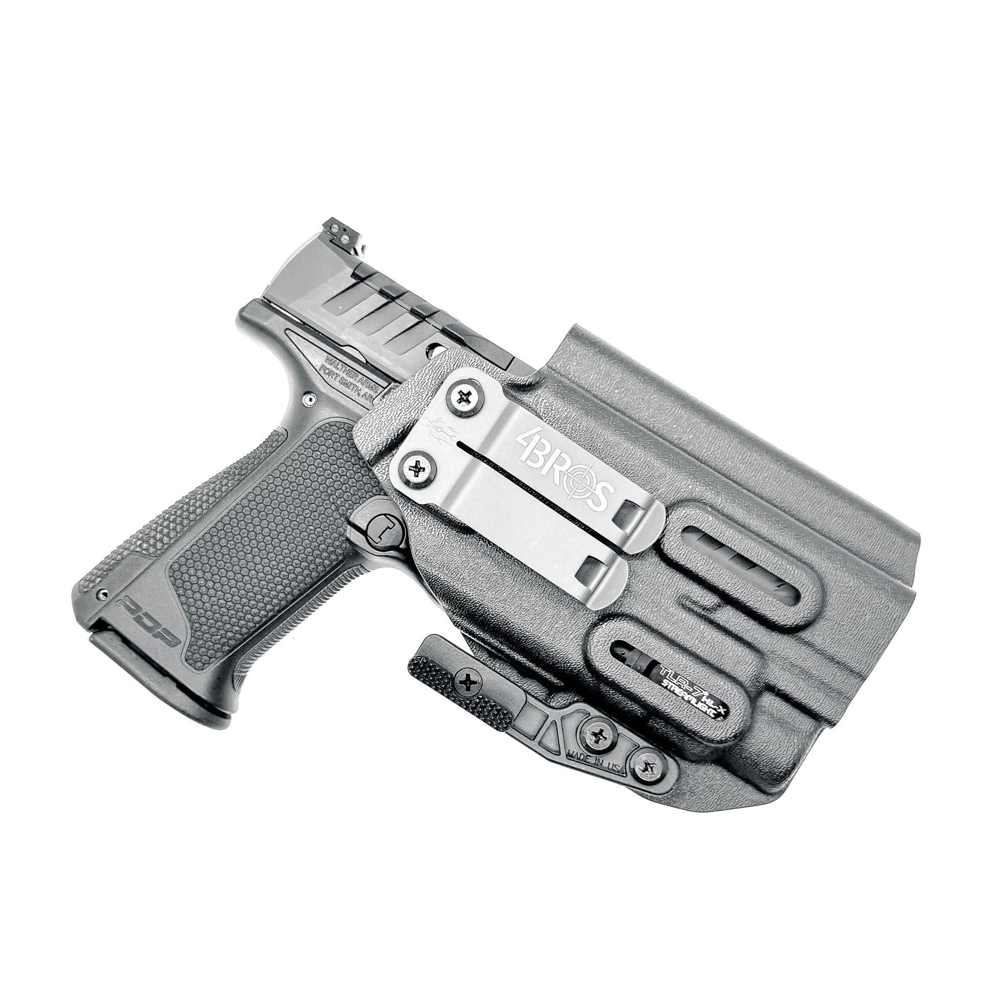 For the best IWB Kydex Inside Waistband Holster for the Walther PDP Pro SD Compact 4.6" pistol & Streamlight TLR-7X, A, or HL-X, shop Four Brothers Holsters
