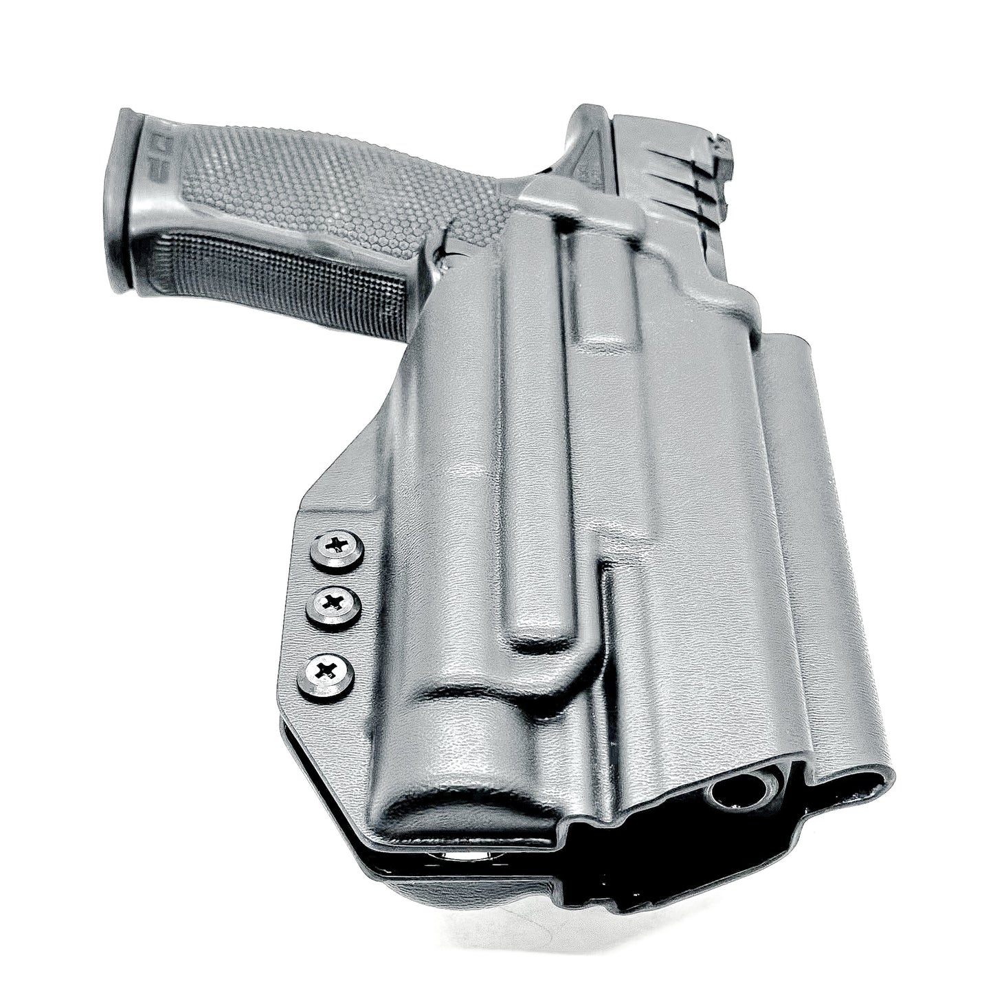 Black OWB holster ftis Walther PDP 4" or 4.5" with TLR-1 HL-X light.