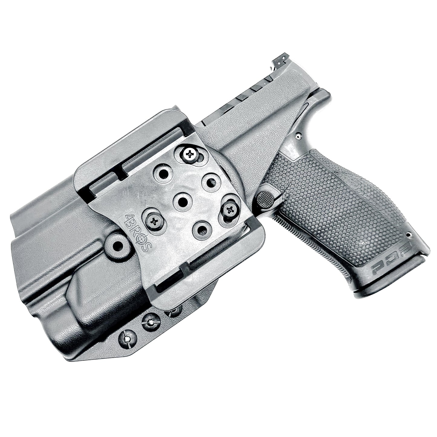 Black OWB holster ftis Walther PDP 4" or 4.5" with TLR-1 HL-X light.