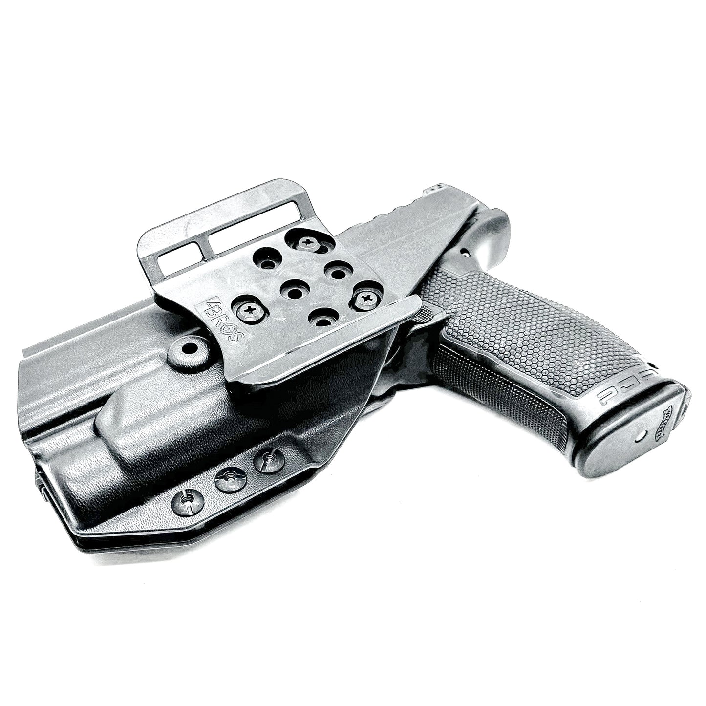 Black OWB holster ftis Walther PDP 4" or 4.5" with TLR-1 HL-X light.