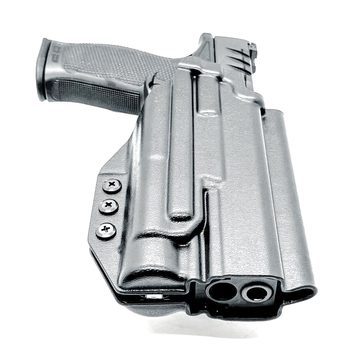 Outside the Waistband holster for the Walther PDP 5" or 5.1" with the Streamlight TLR-1 HL-X, shown in black with the 4BROS 1.5" belt slide.