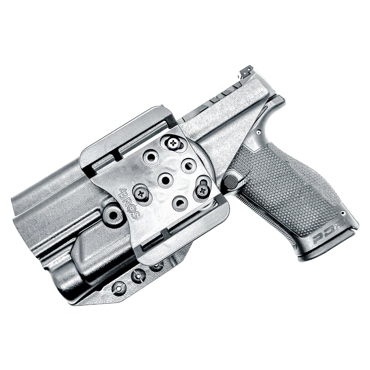 Outside the Waistband holster for the Walther PDP 5" or 5.1" with the Streamlight TLR-1 HL-X, shown in black with the 4BROS 1.5" belt slide.