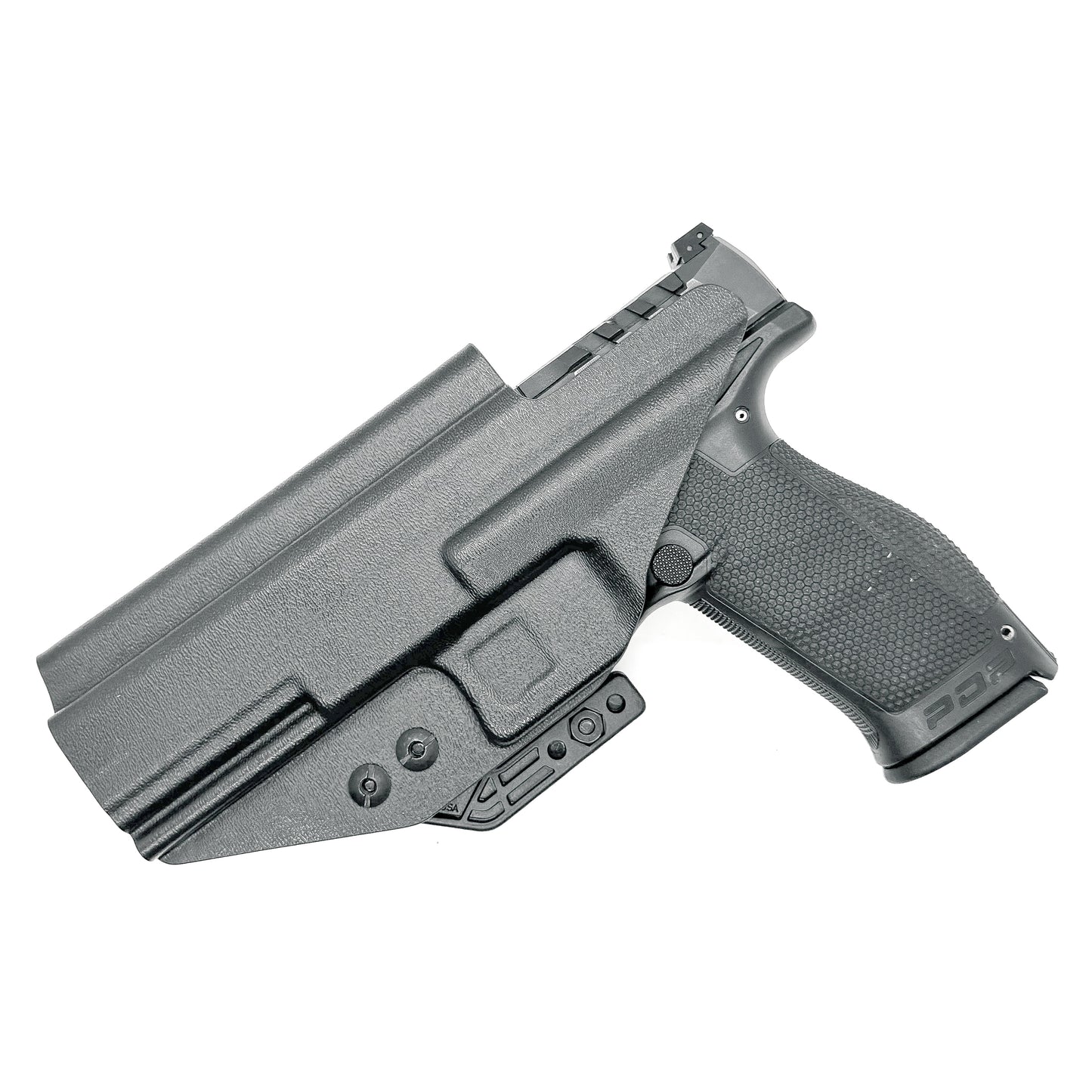 For the best Inside Waistband IWB AIWB Holster for the Walther PDP Compact 5" pistol. shop Four Brothers 4BROS Holsters. Proudly manufactured in the USA.and open muzzle for threaded barrels and compensators.