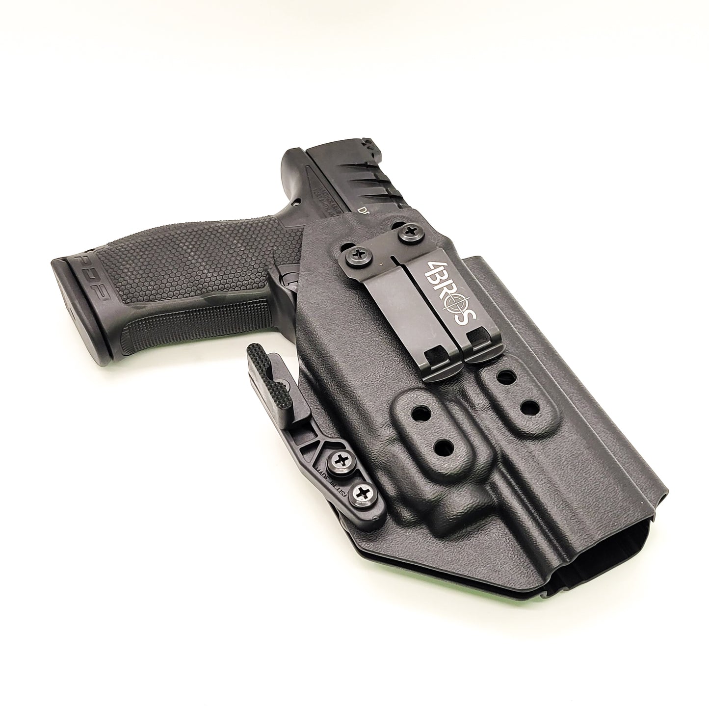 For the best Inside Waistband IWB AIWB Holster for the Walther PDP Compact 5" pistol with Streamlight TLR-8 on the firearm, shop Four Brothers 4BROS Holsters.