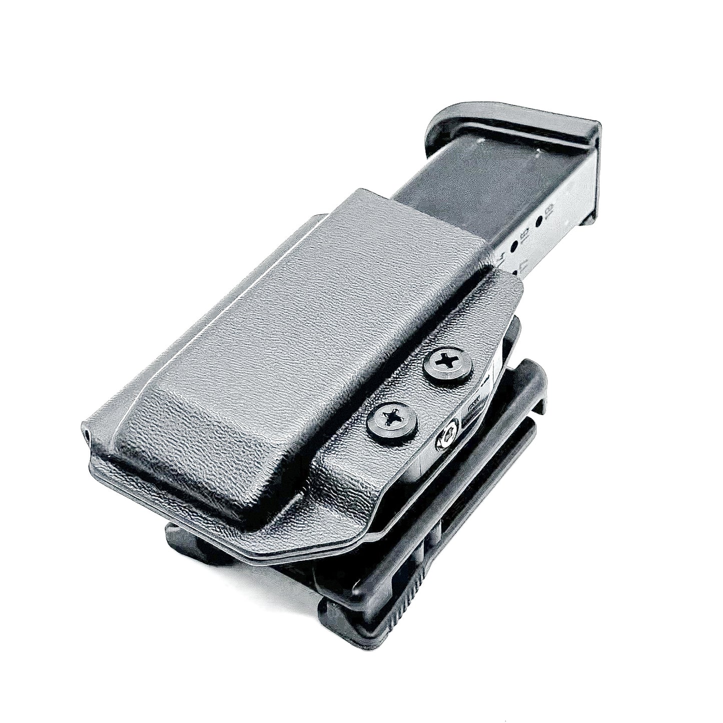 Black Kydex OWB Outside Waistband magazine carrier or pouch for 9mm & 40 Walther PDP from Four Brothers 4BROS Holsters.