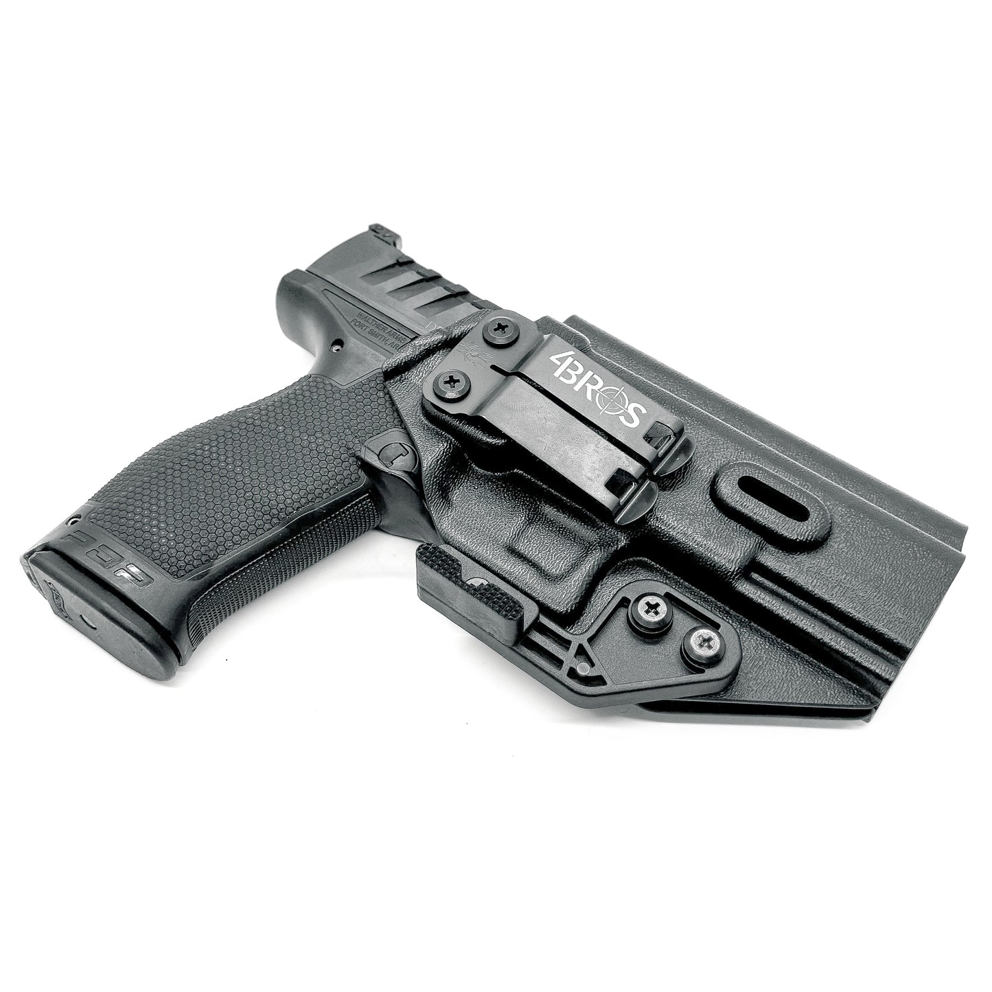 For the best Inside Waistband IWB AIWB Holster for the Walther PDP Pro SD 4.6" pistol with a 4" slide and 4.6" threaded barrel shop Four Brothers Holsters.