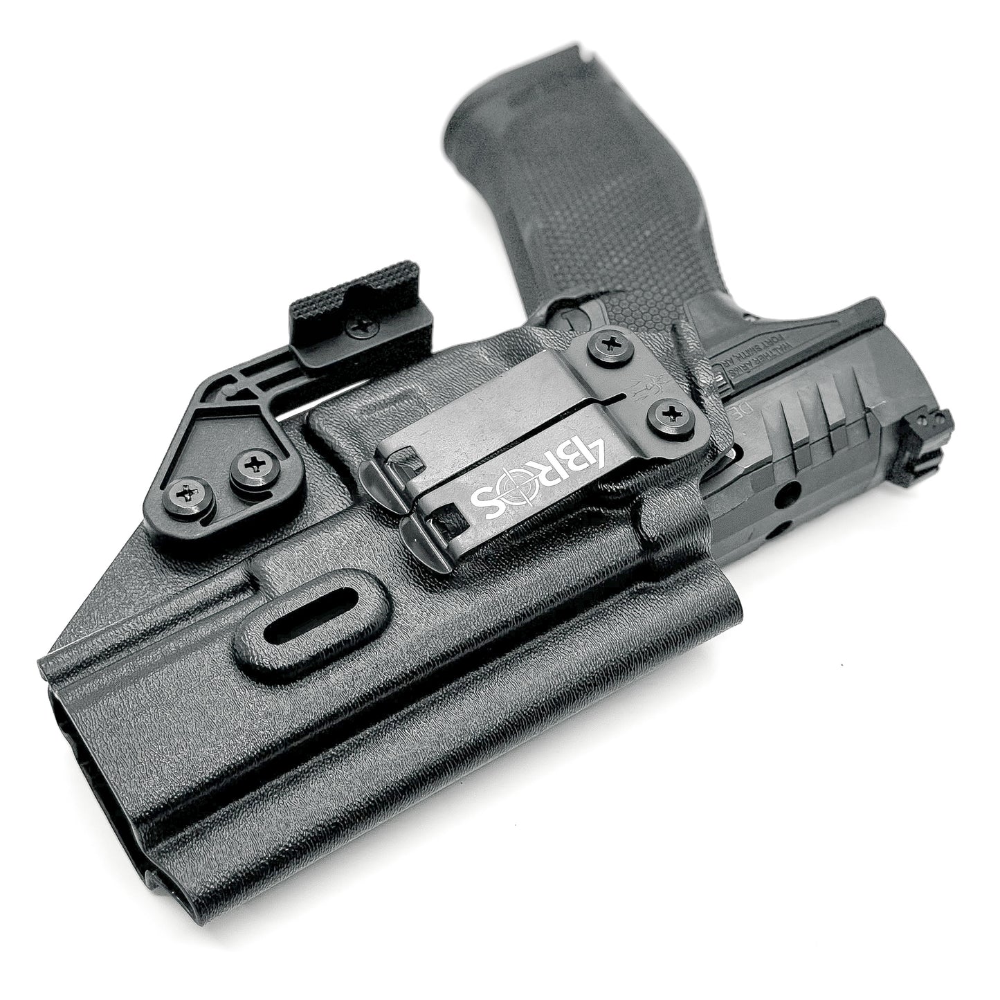 For the best Inside Waistband IWB AIWB Holster for the Walther PDP Pro SD 4.6" pistol with a 4" slide and 4.6" threaded barrel shop Four Brothers Holsters.