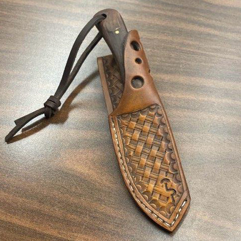 Hand forged knife with custom outlet sheath