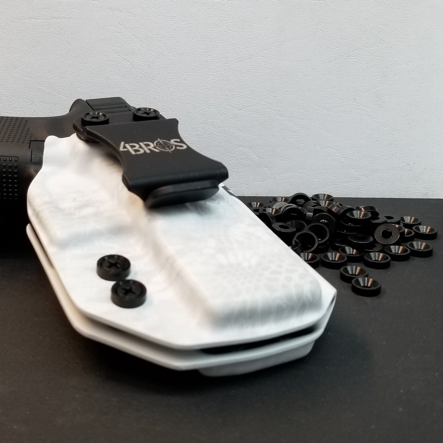 #8 Aluminum Black Anodized per military specs Finish Washer Machined & Chamfer cut for a standard #8 flat head cap screw or #8 truss head screw. Made in USA