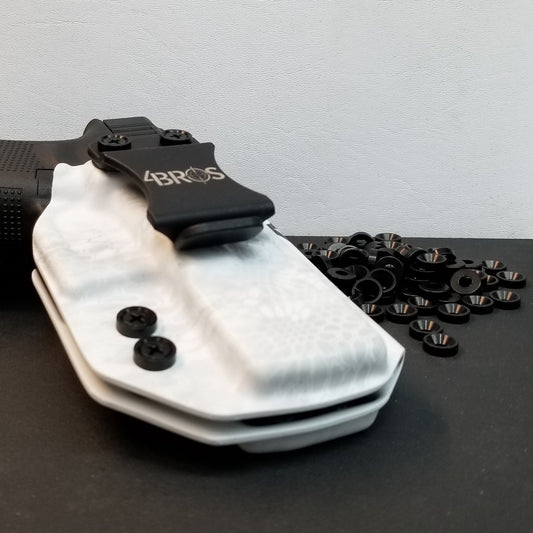 #8 Aluminum Black Anodized per military specs Finish Washer Machined & Chamfer cut for a standard #8 flat head cap screw or #8 truss head screw. Made in USA