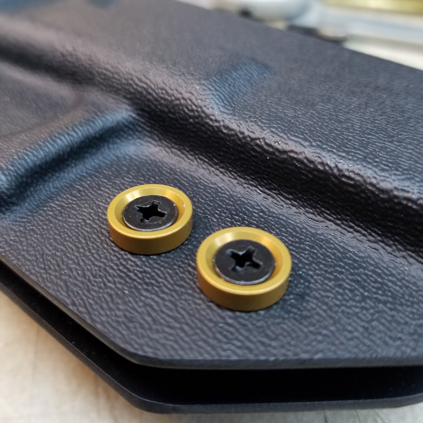 #8 Aluminum Finish Washer, Gold Anodized per military specs Machined washer, not stamped Chamfer cut specifically for a standard #8 flat head cap screw