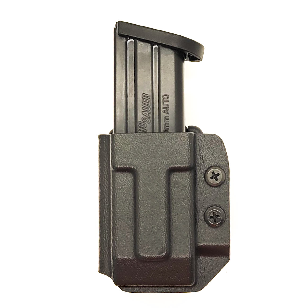 For the best OWB Outside Kydex Magazine Pouch for Sig, S&W, Walther, Glock and other double stack 10mm and 45 ACP pistol magazines shop Four Brothers Holsters.