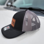 The 4Bros Trucker hat isn't your most expensive, stay at home, clean for the weekend hat. It is intended to be your everyday hat, just like our holsters. Take it with you everywhere. The more wear it has and the dirtier it gets, the better it looks. 4Bros Laser Engraved Leather Logo, Comfort fit, and Snapback closure.
