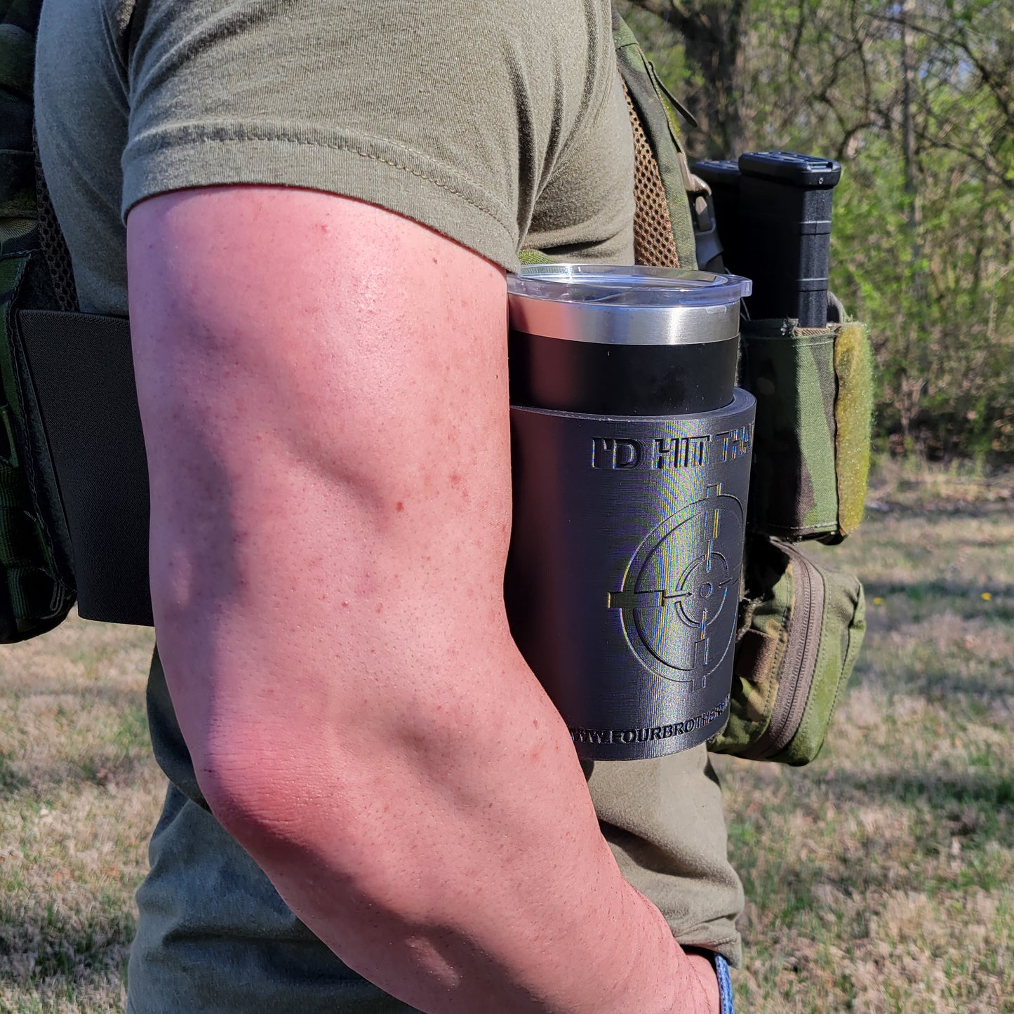 Our 3D-printed 20-ounce Yeti Cup Holder is printed in-house with PETG material with Molle, Tek-Lok, or Slide attachments from Four Brothers 4BROS Holsters.