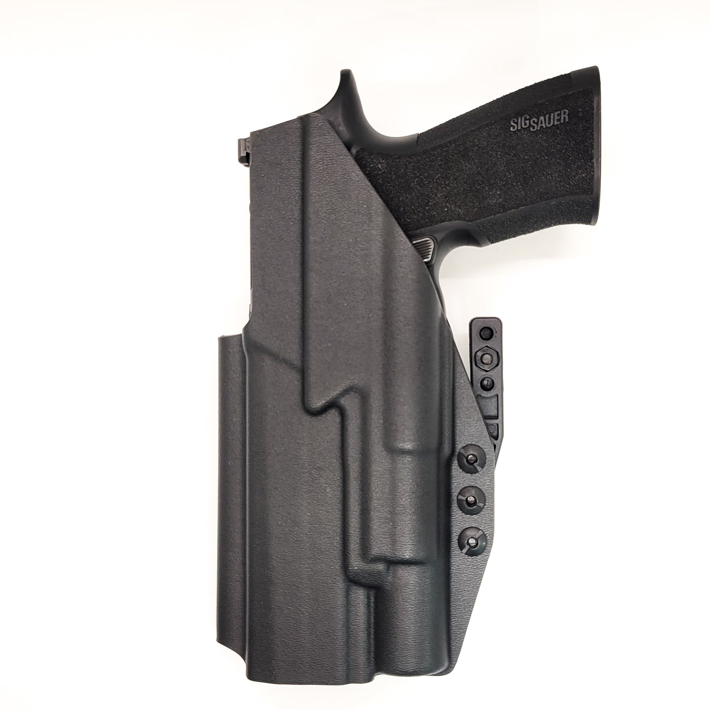 For the best Inside Waistband IWB AIWB holster for the Sig Sauer 10MM P320-XTEN and Surefire X-300U A or B shop Four Brothers 4BROS Holsters. Made in the USA.