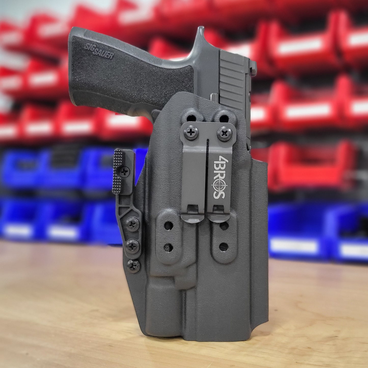For the best Inside Waistband IWB AIWB holster for the Sig Sauer 10MM P320-XTEN and Surefire X-300U A or B shop Four Brothers 4BROS Holsters. Made in the USA.