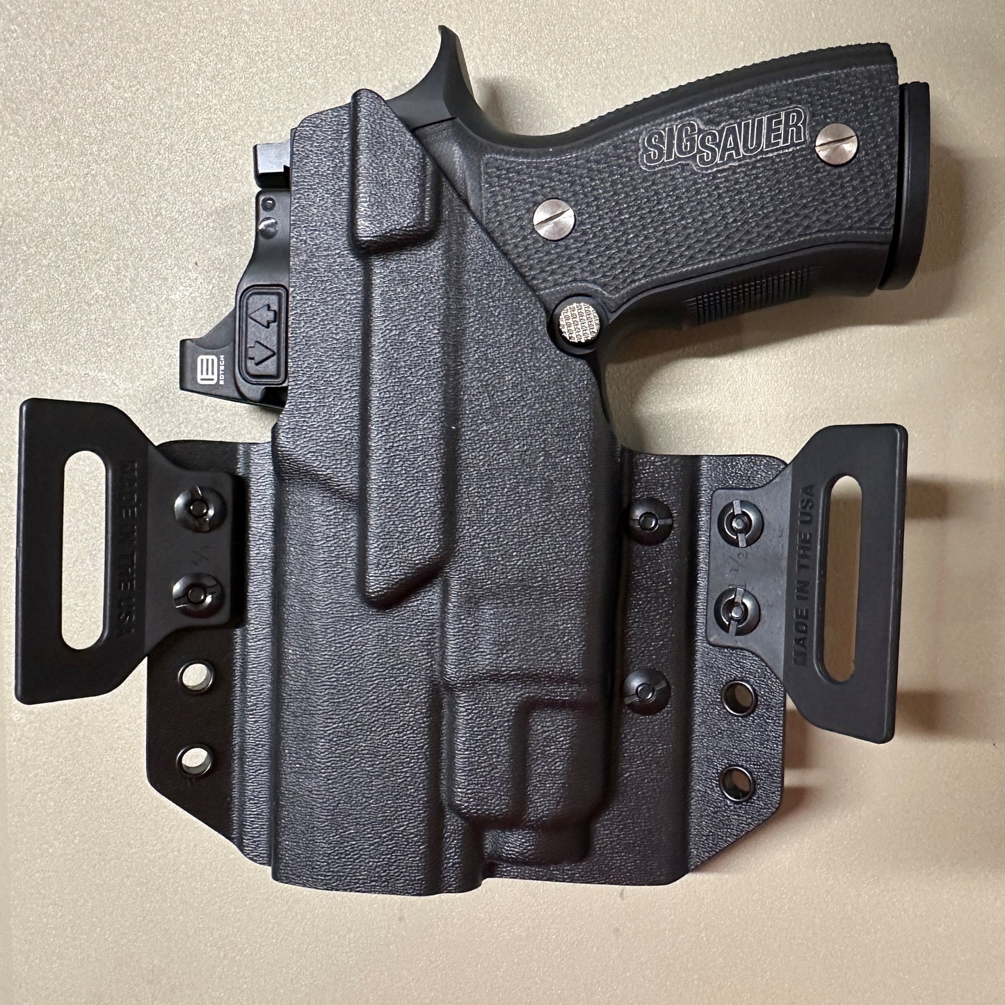 Four Brothers Outside Waistband OWB Pancake Style Kydex holster for the Sig Sauer P320 Compact, Carry & M18 with the Streamlight TLR-7X, TLR-7 X, & TLR-7