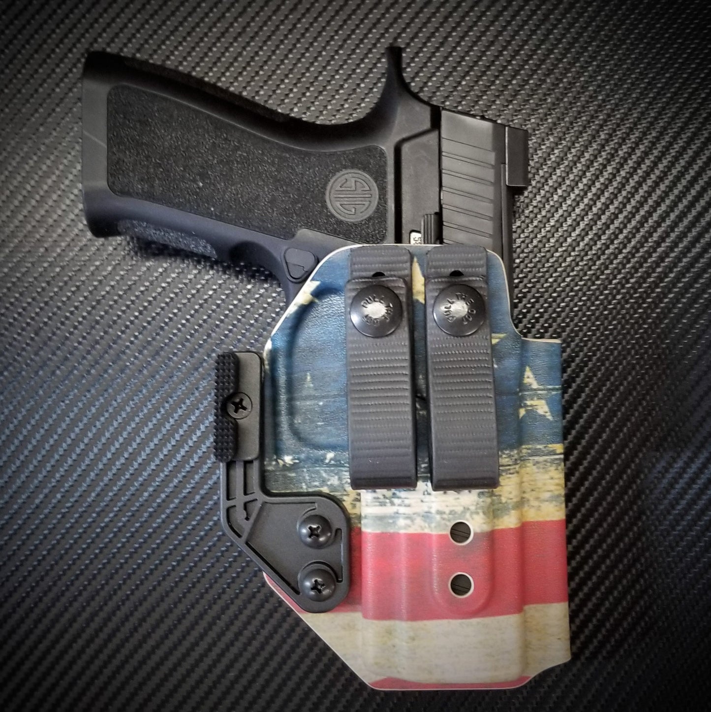 For the best IWB Kydex Inside Waistband Holster for the P320 Carry pistols and the M18 handgun with GoGunsUSA Gas Pedal, shop Four Brothers 4BROS Holsters.