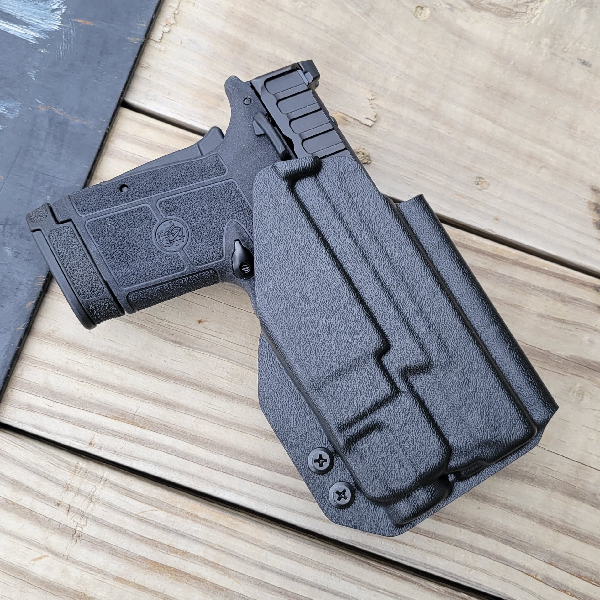 For the best Outside Waistband OWB Kydex holster for the Smith & Wesson EQUALIZER with the Streamlight TLR-7 X or TLR-7 A, shop Four Brothers 4BROS Holsters.