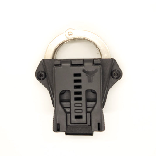 Smith and Wesson Handcuff Holster for the Smith and Wesson chain-style handcuffs from Four Brothers 4Bros Holsters. This carrier works well on Molle.