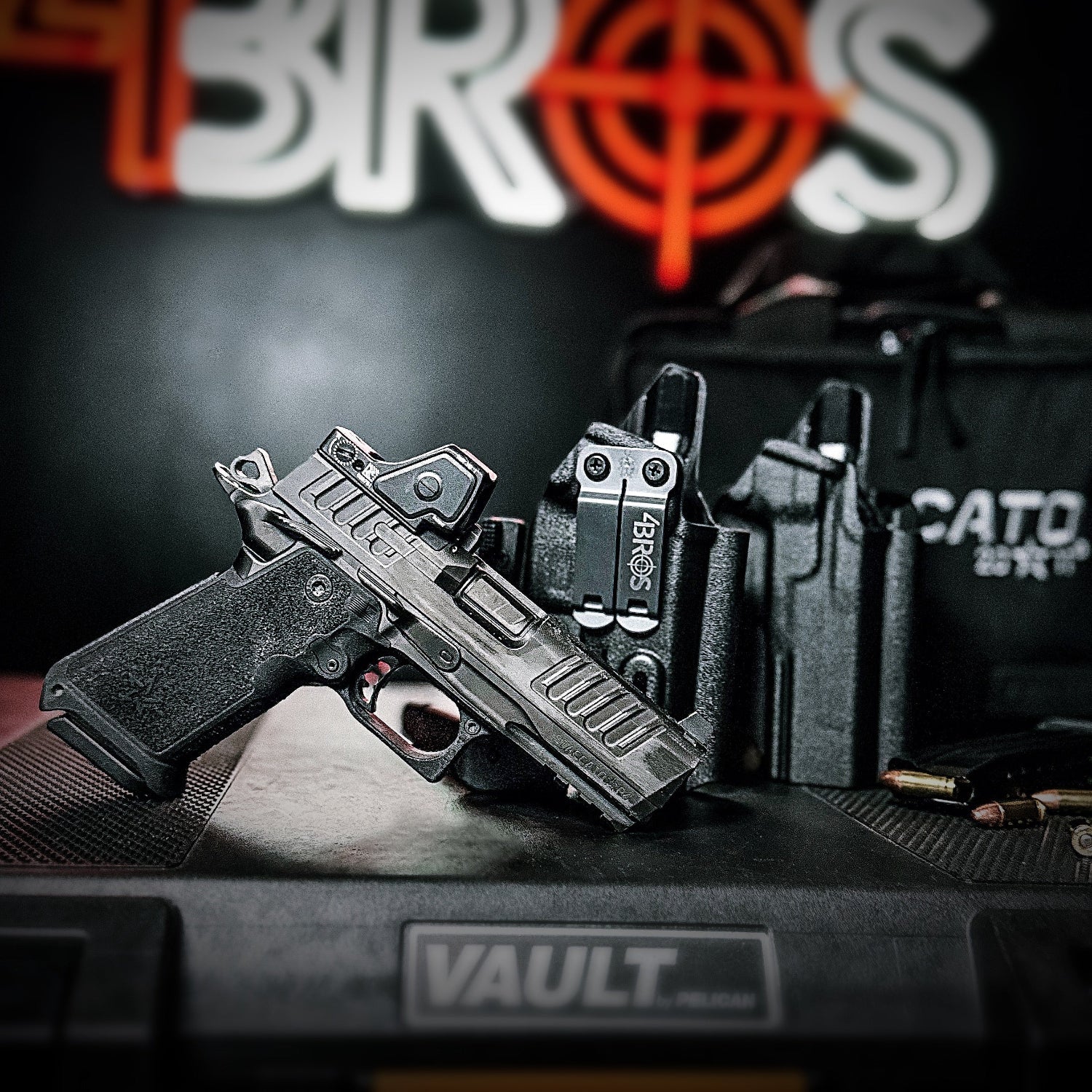 Staccato HD P4 shown with IWB and OWB Holsters from 4BROS
