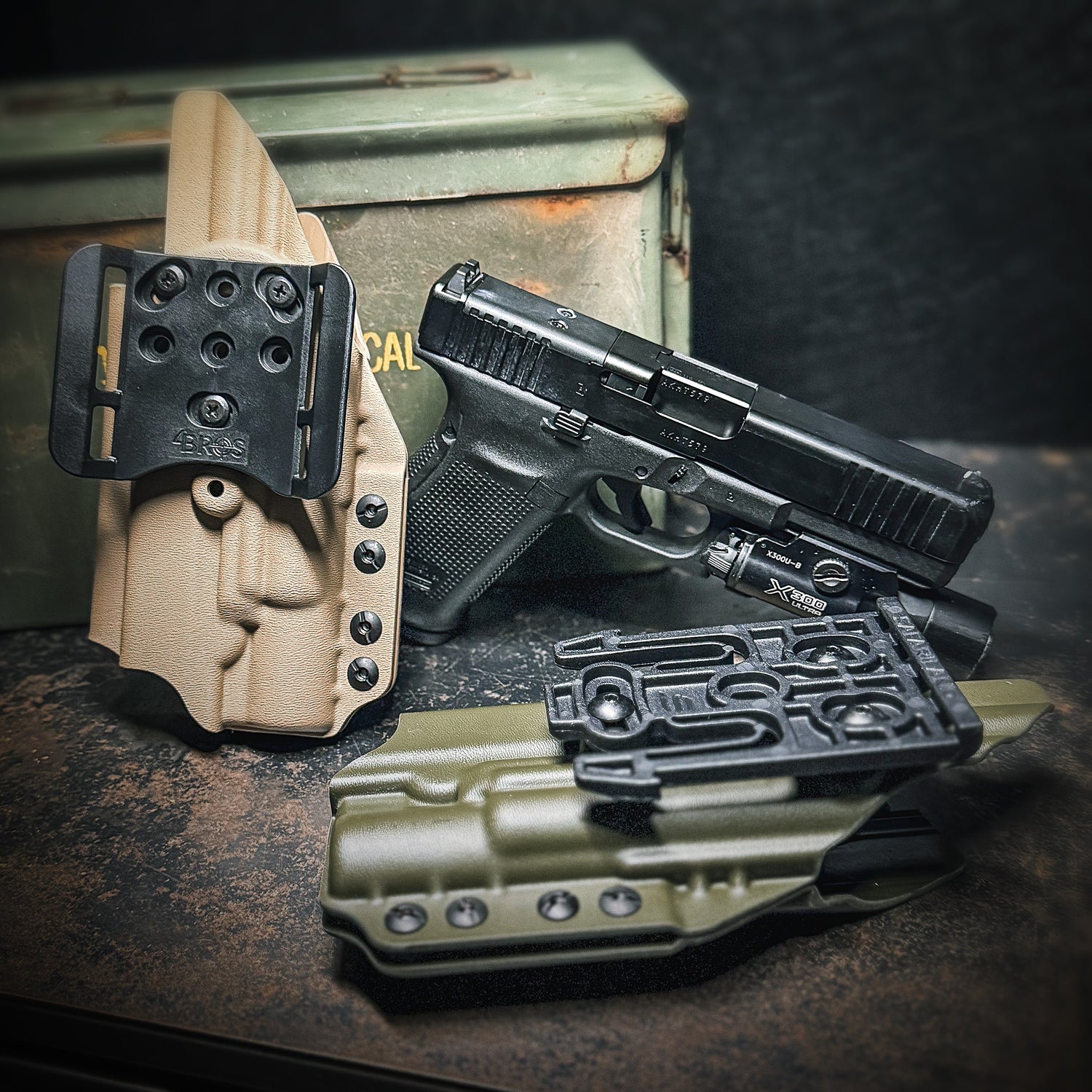 Glock 20 Gen 5 & X300U (A&B) with OD Green and FDE Holsters